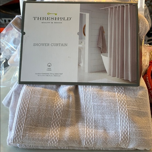 Threshold Shower curtain Gray Sheer Stripe! 72x72 - Picture 1 of 6